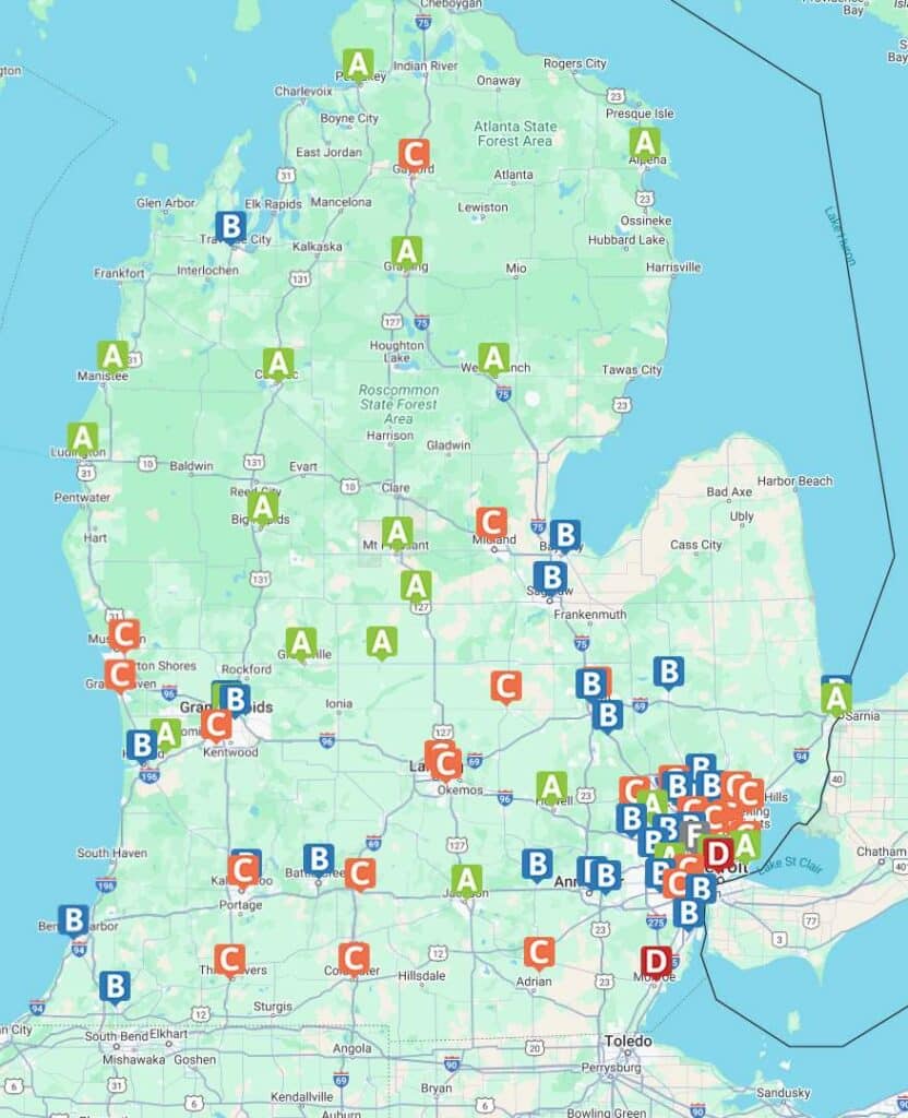 Hospital Safety Grades Across Michigan. Source: Leapfrog Group